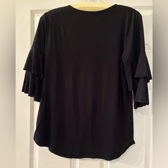 Karen Kane Black Ruffle Sleeve Top Size S - Picture 3 of 7